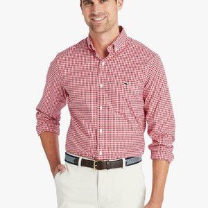 VINEYARD VINES Preppy Red White Gingham Tucker Shirt M